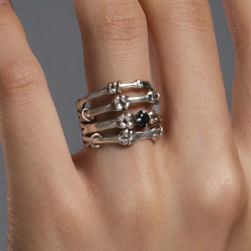 S925 Sterling Silver Skeleton Hand Ring - Image 6
