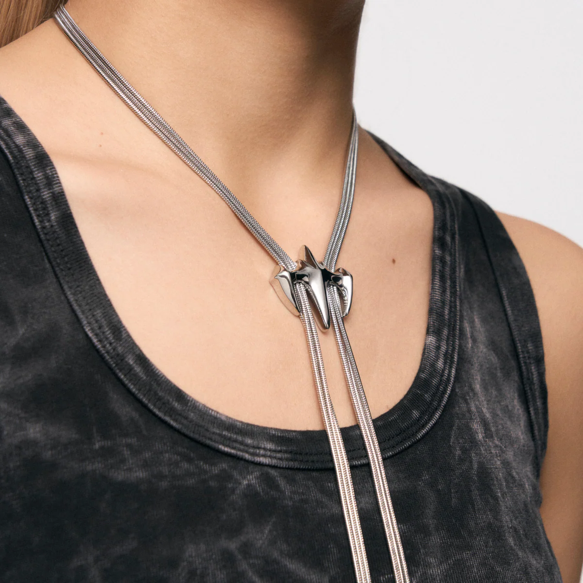 Snake Bone Multi-Chain Pull-Through Necklace - Image 3