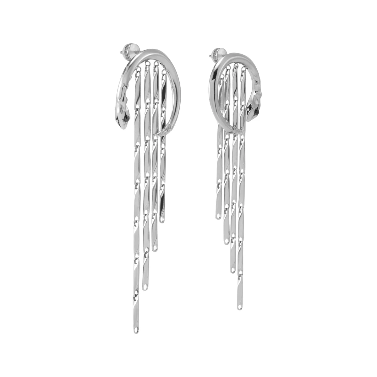 Snake Hoop Tassel Earrings - Image 3