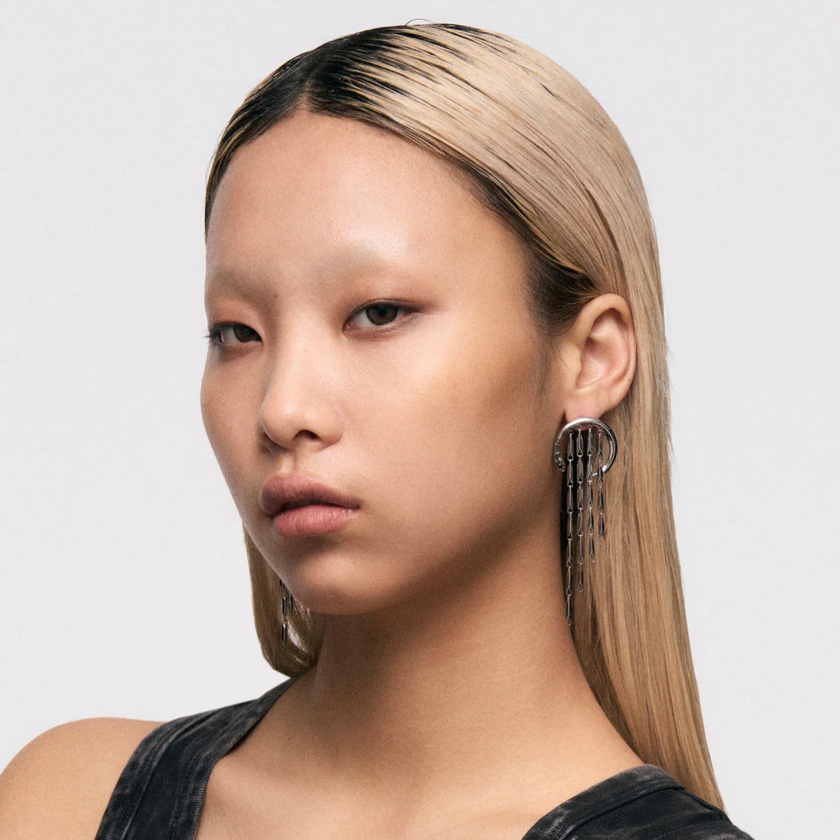 Snake Hoop Tassel Earrings - Image 5