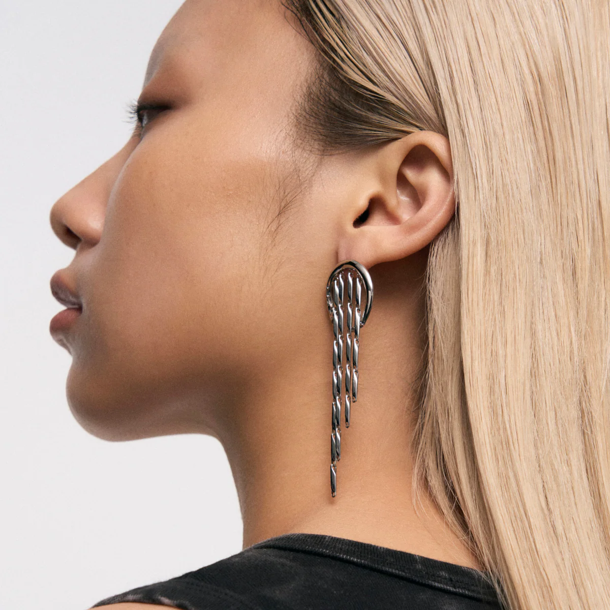 Snake Hoop Tassel Earrings - Image 6