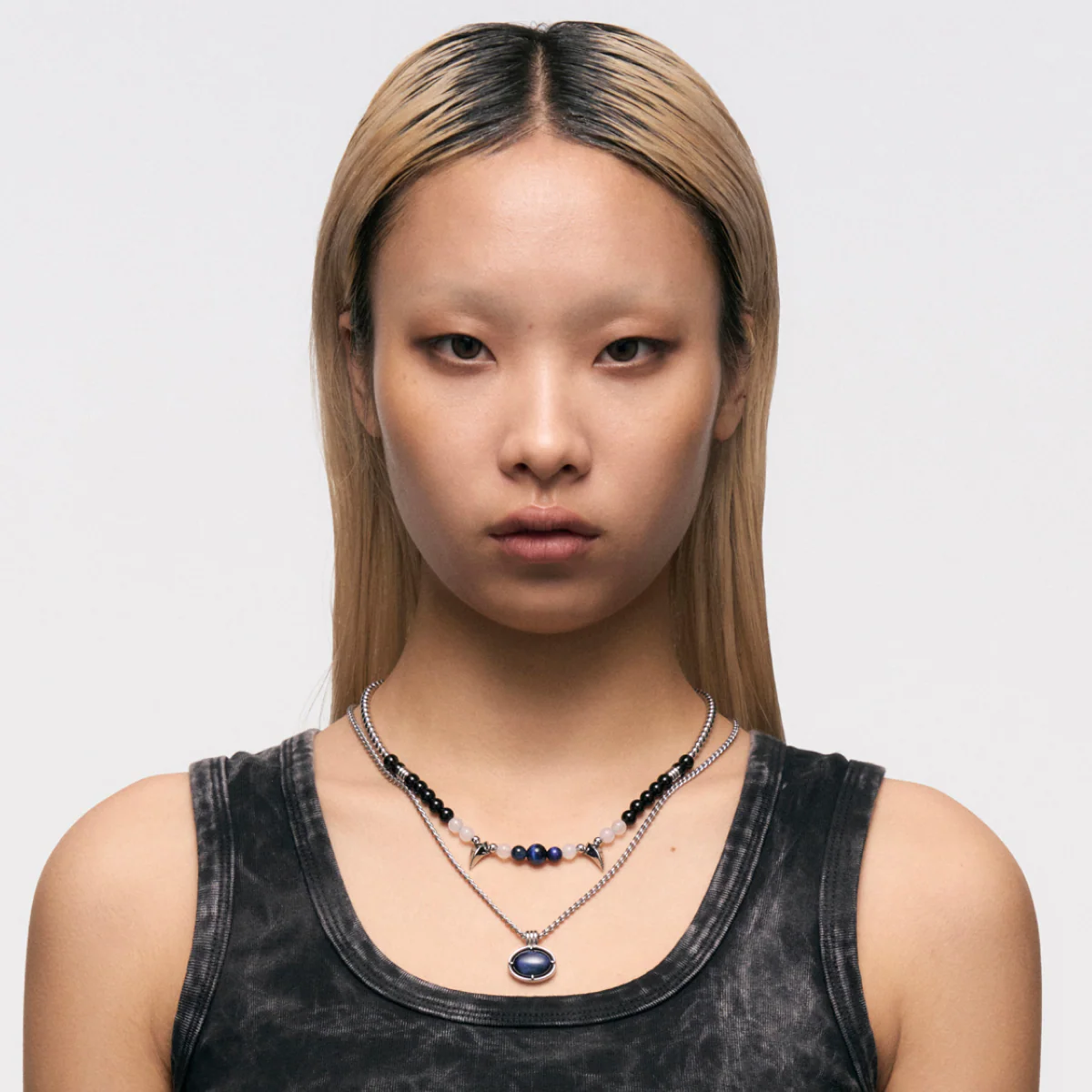 Snake Fang Bead Pull-Through Double Layer Necklace - Image 4
