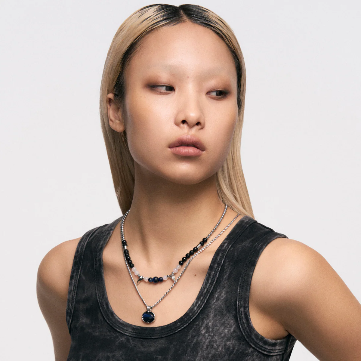 Snake Fang Bead Pull-Through Double Layer Necklace - Image 5