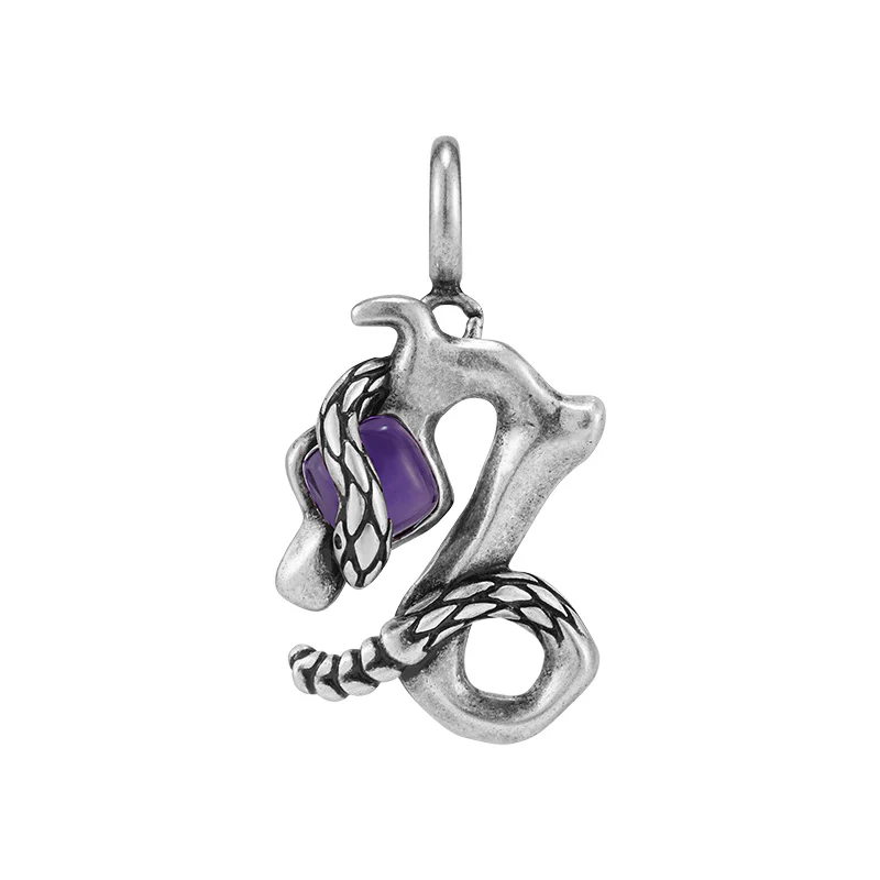 Silver Snake Zodiac Necklace Pendant - Image 18