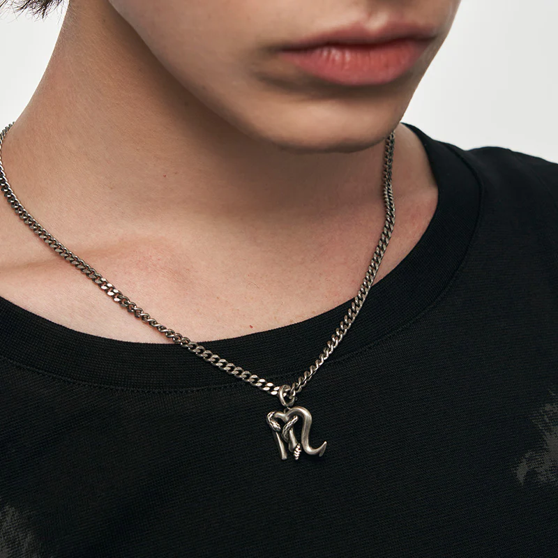 Silver Snake Zodiac Necklace Pendant - Image 4