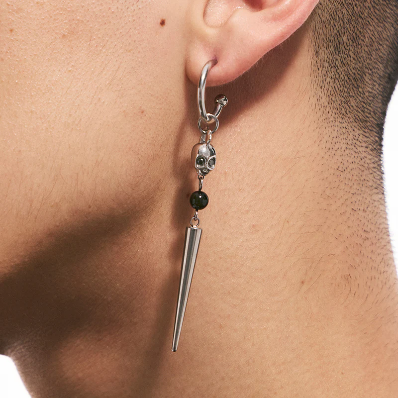 Siren Skull Drop Earrings with Black Onyx - Image 2