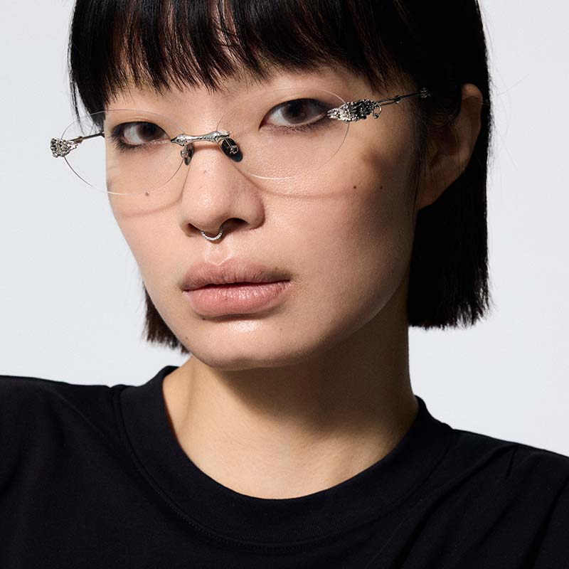 Skeletal Piercing Rimless Sunglasses (Clear Photochromic) - Image 3