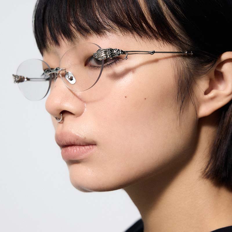 Skeletal Piercing Rimless Sunglasses (Clear Photochromic) - Image 4