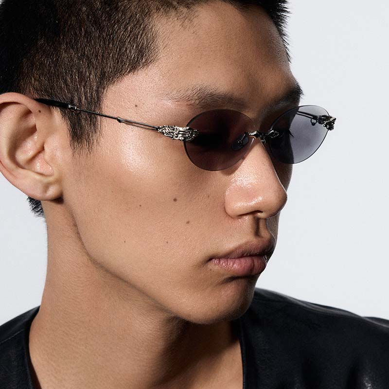 Skeletal Piercing Rimless Sunglasses (Clear Photochromic) - Image 5