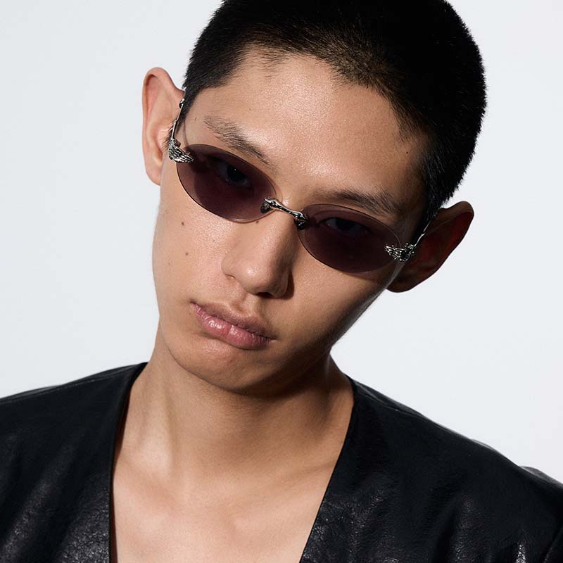 Skeletal Piercing Rimless Sunglasses (Clear Photochromic) - Image 6