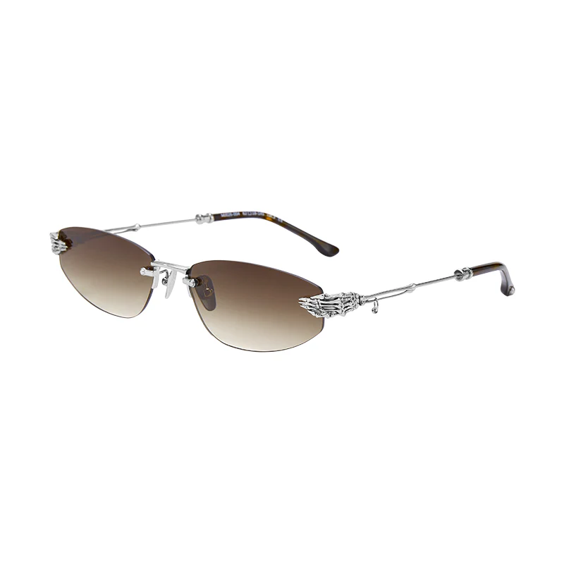 Skeletal Piercing Rimless Sunglasses (Polarized Gradient Brown) - Image 2