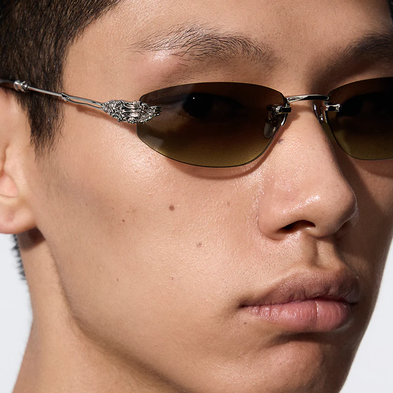 Skeletal Piercing Rimless Sunglasses (Polarized Gradient Brown) - Image 6