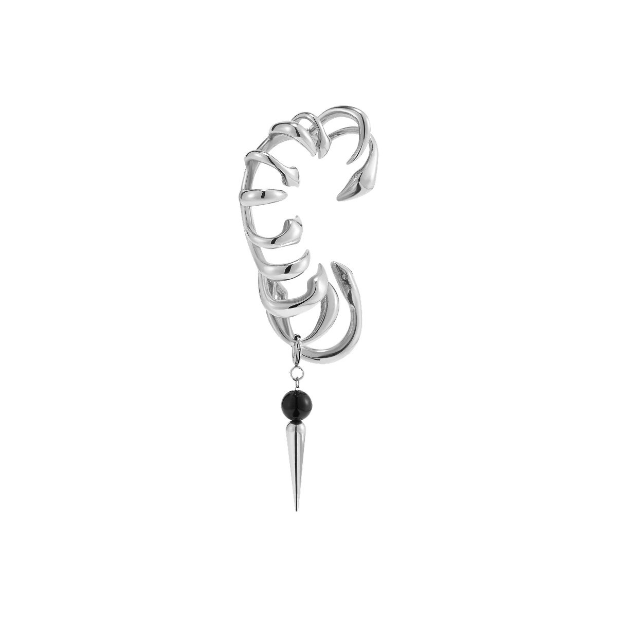 Snake Bone Effect Black Onyx Ear Cuff (Right Ear Single) - Image 2