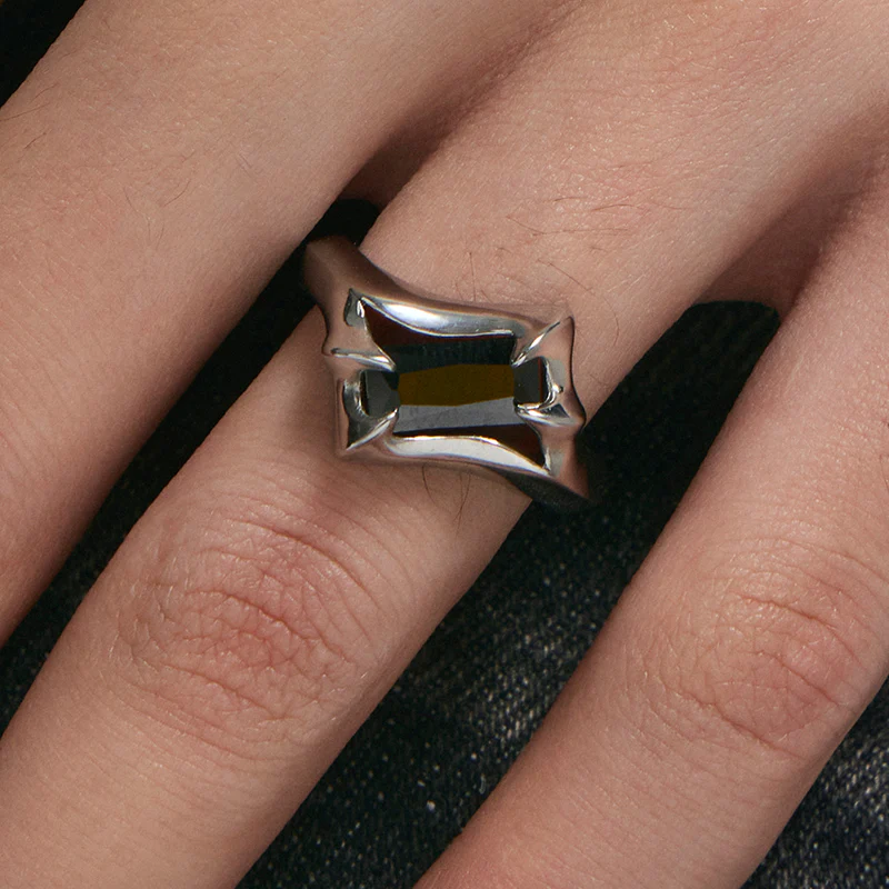 Spiked Black Square-Cut Ring - Image 4