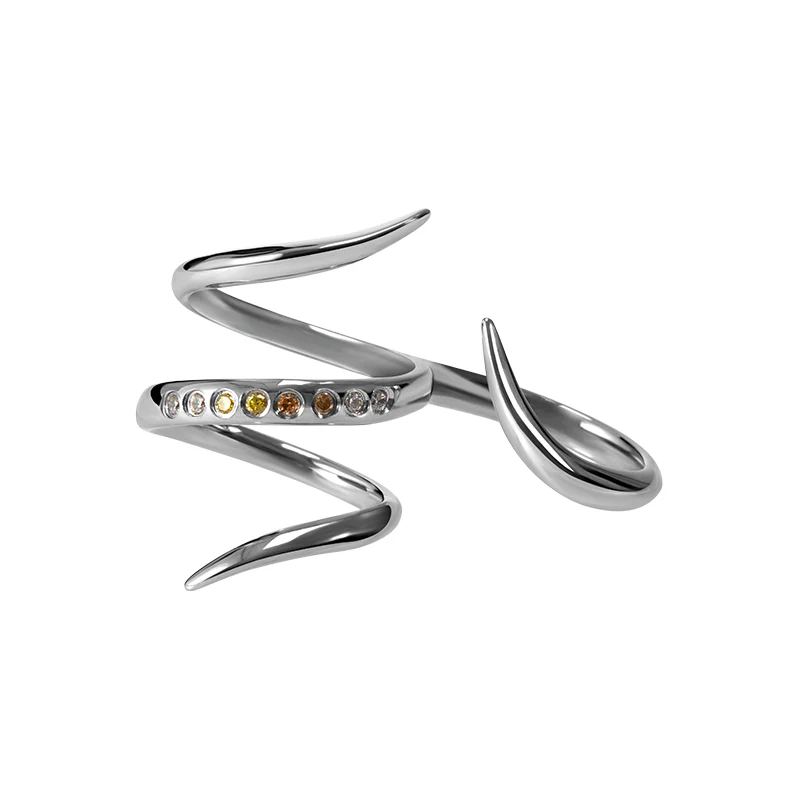 Spiked Pavé Double-Finger Ring - Image 2