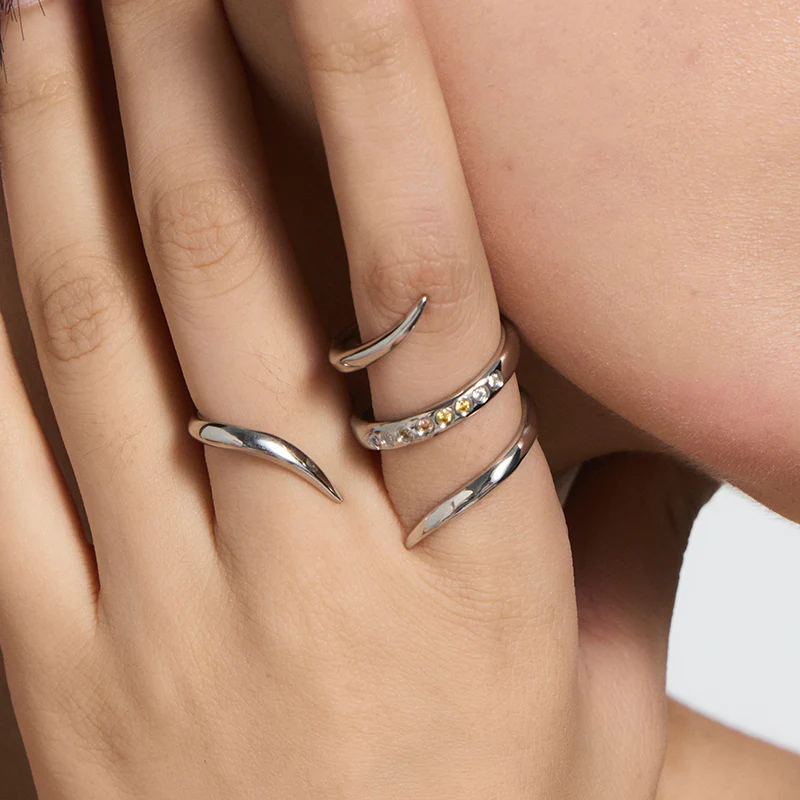 Spiked Pavé Double-Finger Ring - Image 4