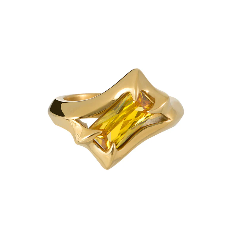 Spiked Yellow Square-Cut Ring - Image 2