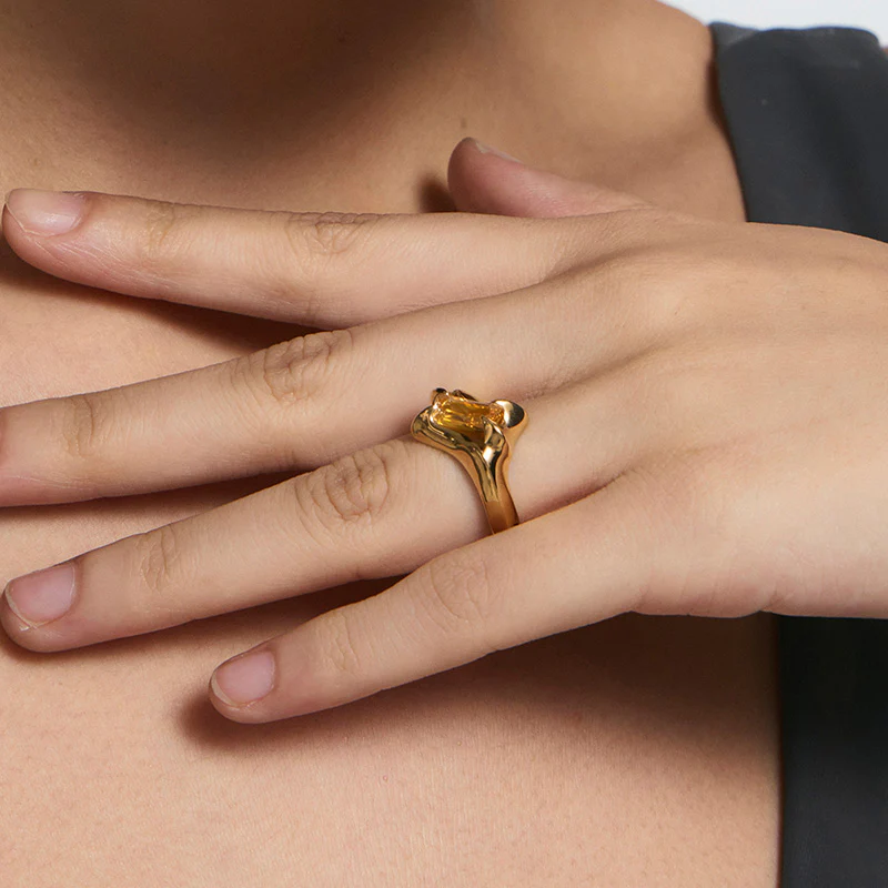 Spiked Yellow Square-Cut Ring - Image 3