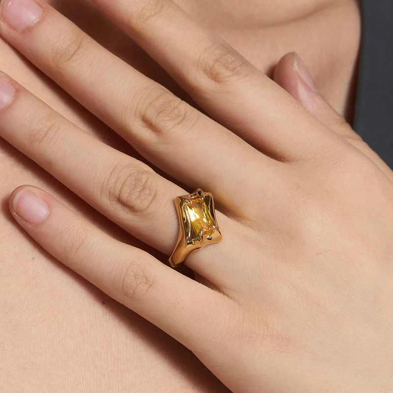 Spiked Yellow Square-Cut Ring - Image 4