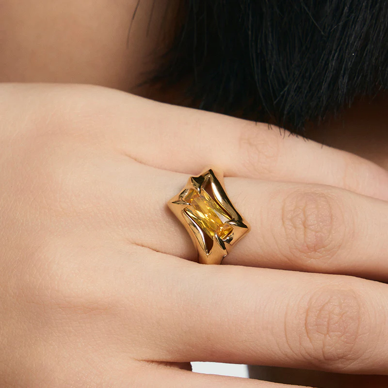 Spiked Yellow Square-Cut Ring - Image 5