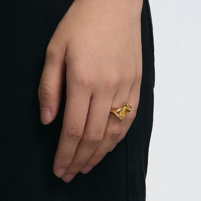 Spiked Yellow Square-Cut Ring - Image 6