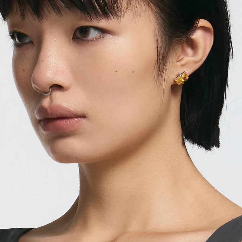 Spiked Yellow Square-Cut Studs - Image 3