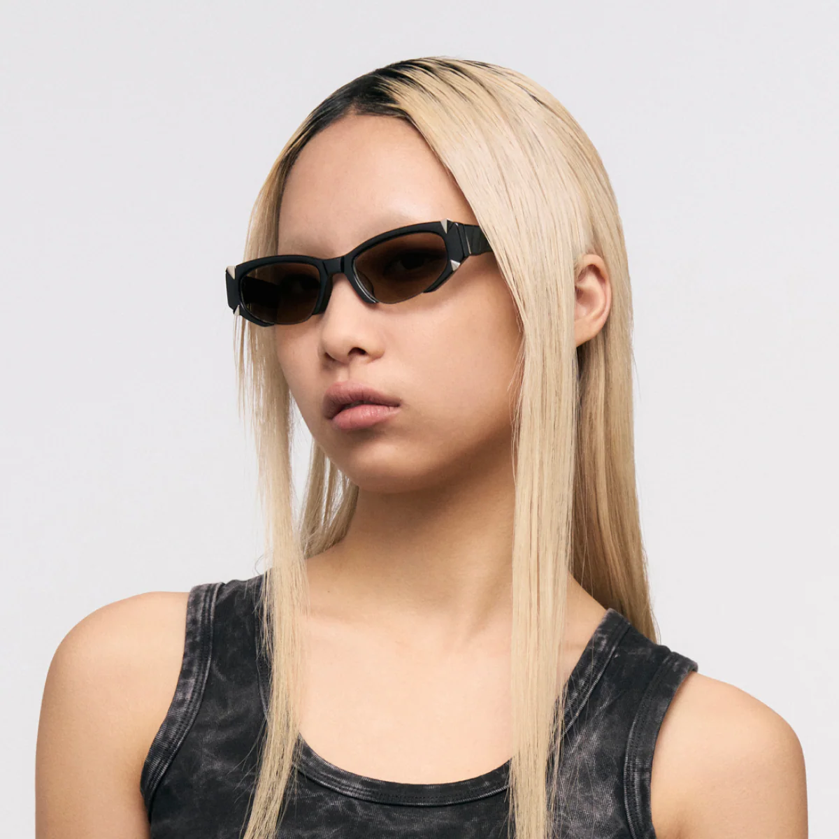 Square Half-Frame Sunglasses (Black) - Image 3