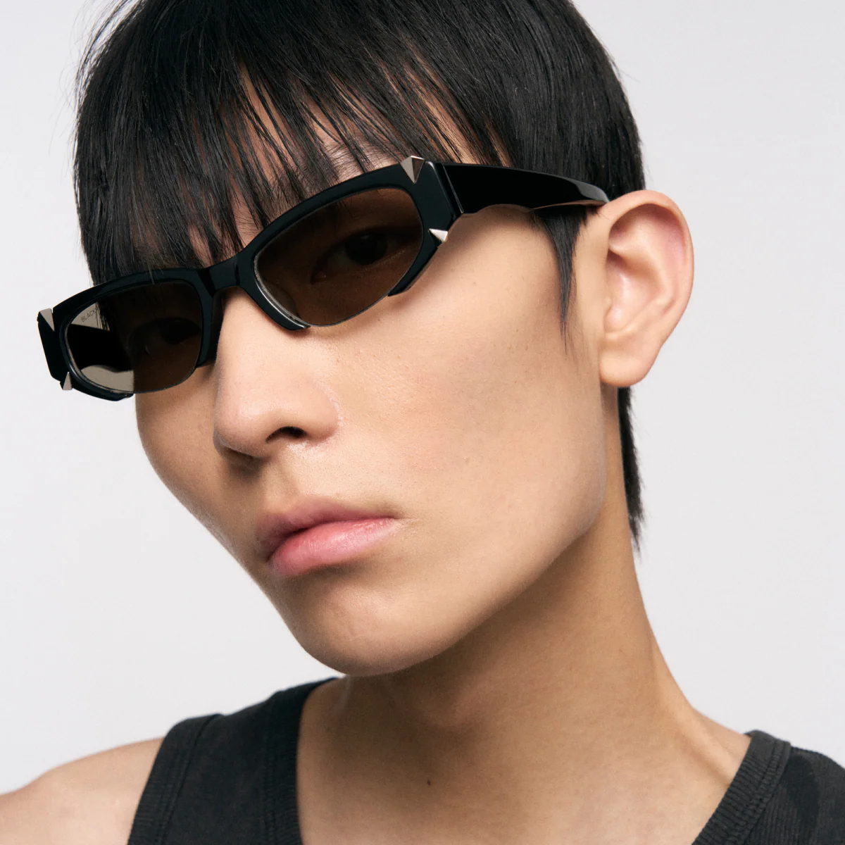 Square Half-Frame Sunglasses (Black) - Image 6