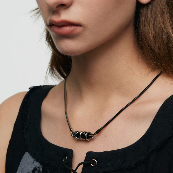 Star Cone Black Onyx Splicing Necklace - Image 4