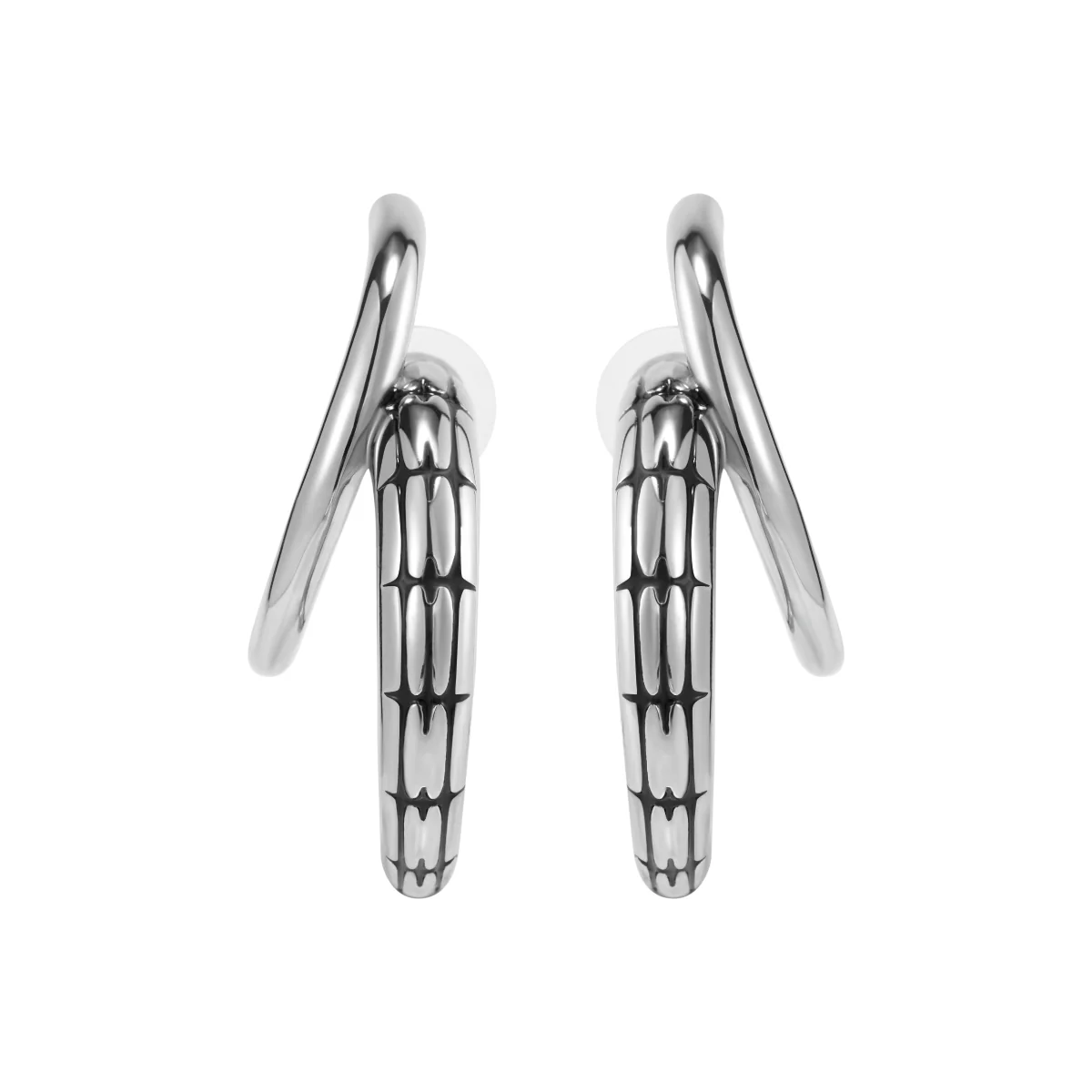 Starburst Snake Pattern Double Ring Earrings - Image 2