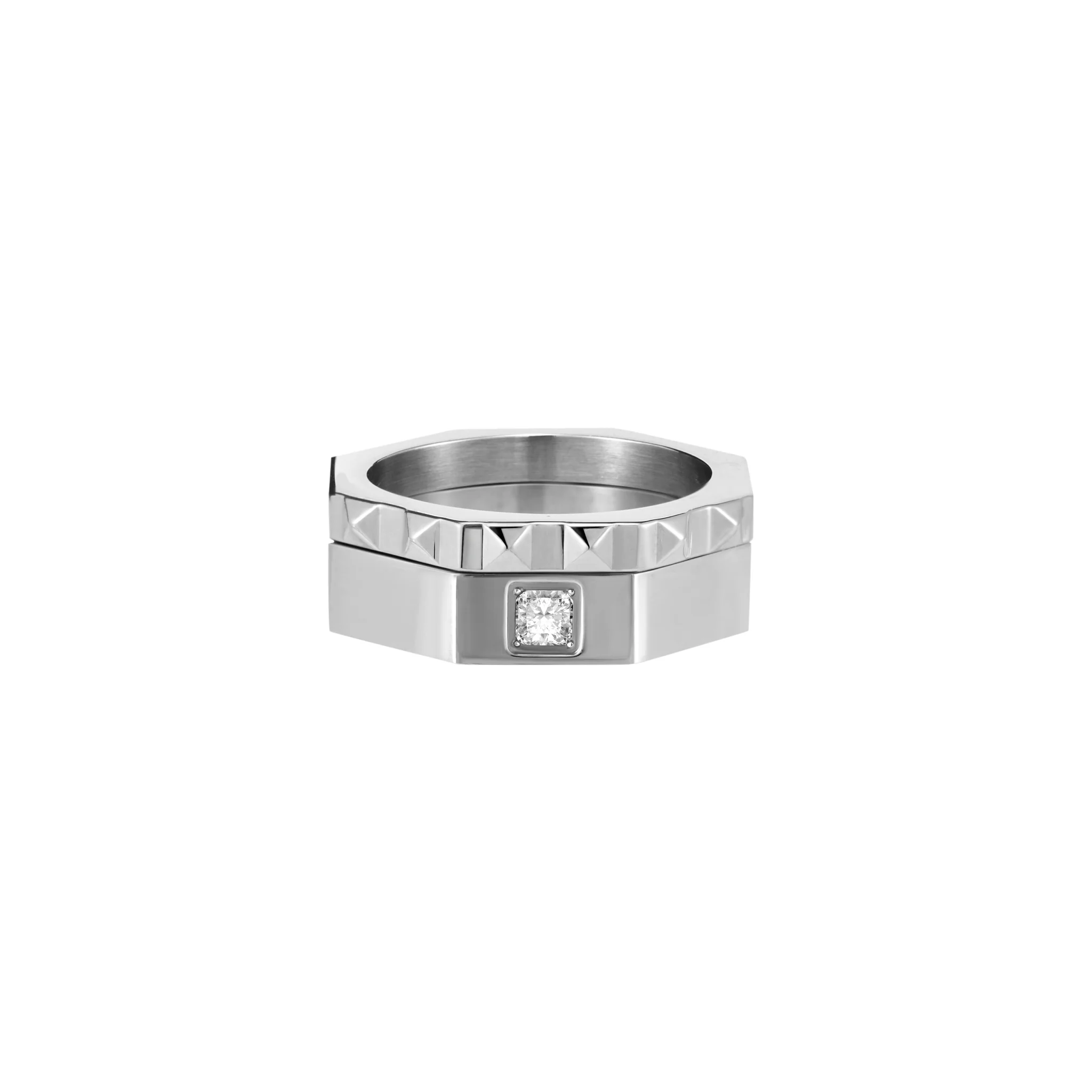 Studded Square-Cut Ring Set