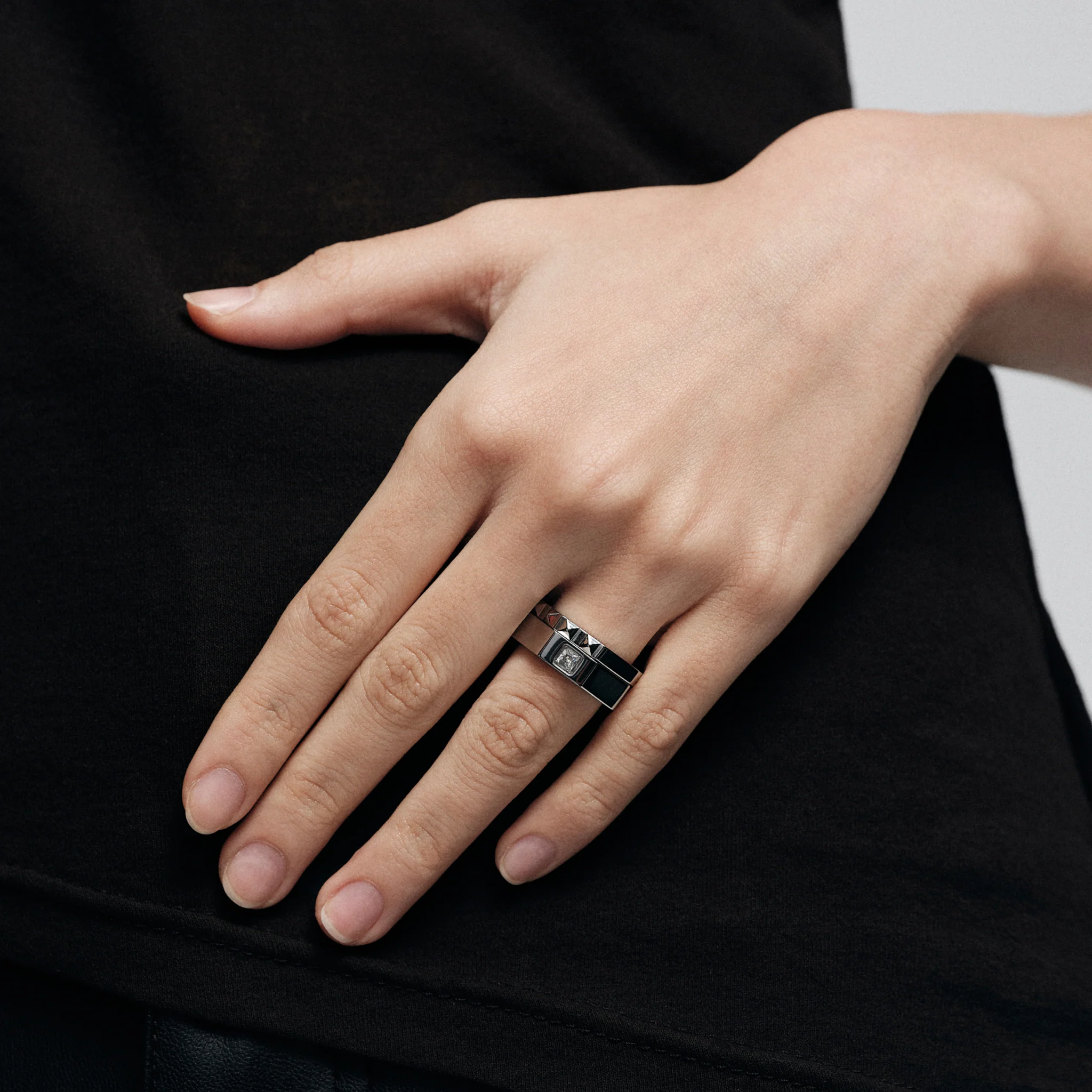 Studded Square-Cut Ring Set - Image 3