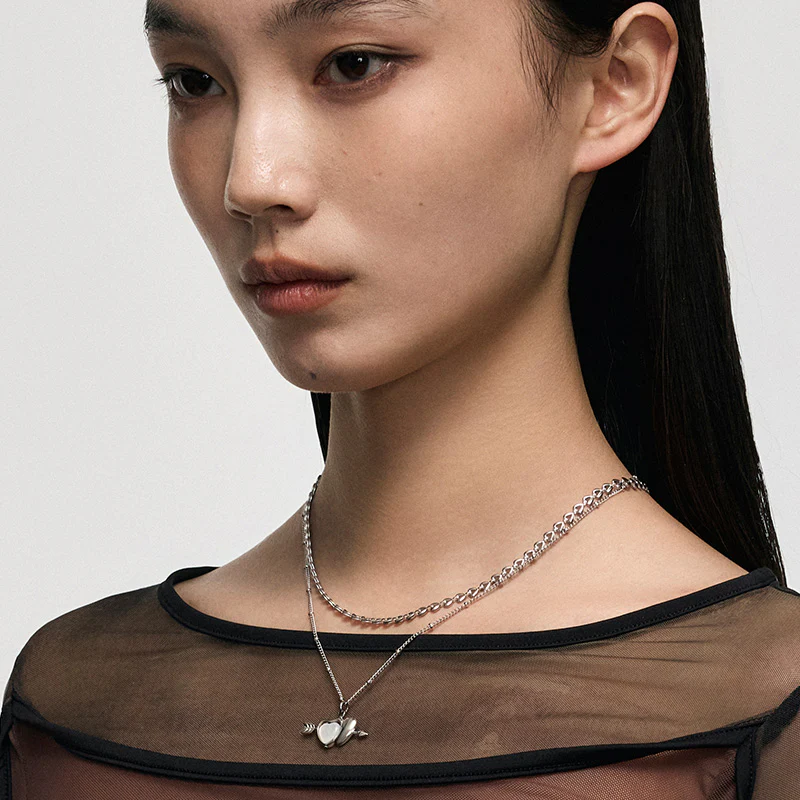 Targeted Heart Double-Layer Necklace - Image 4