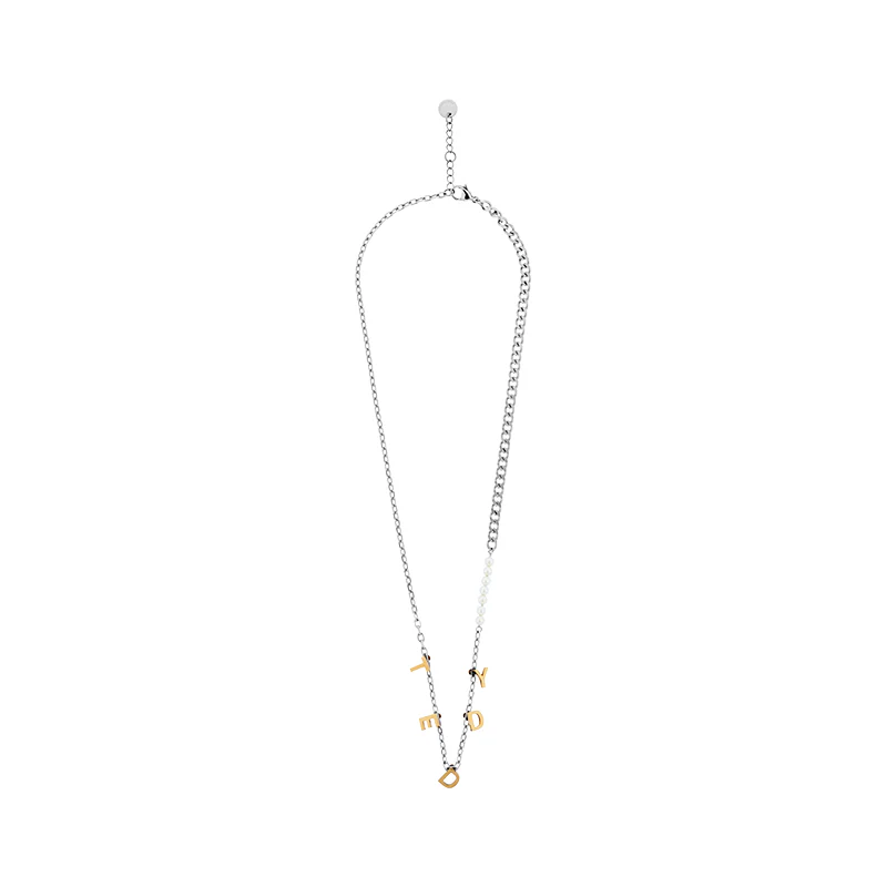 Teddy Girl Pearl Duo Color Letter Necklace - Image 4