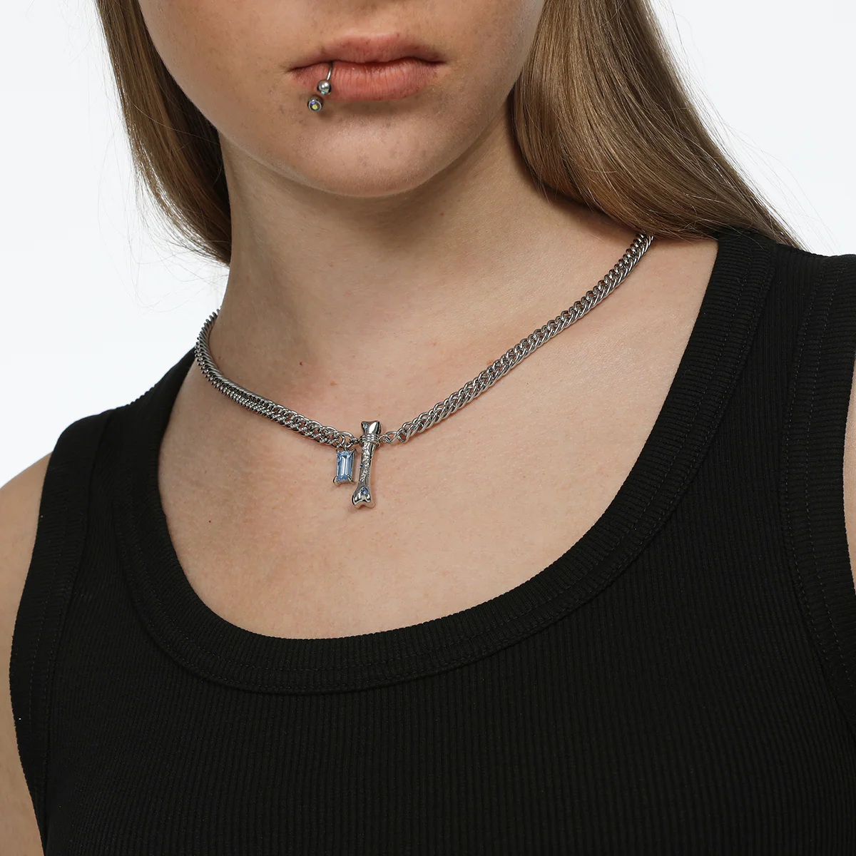 The X-Files Bone Rhinestone Double Pendant Necklace - Image 4