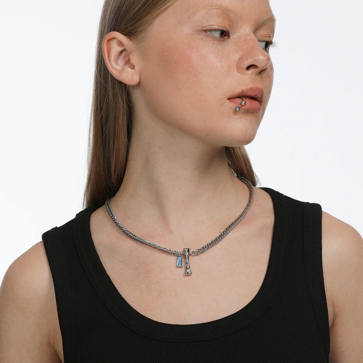 The X-Files Bone Rhinestone Double Pendant Necklace - Image 5