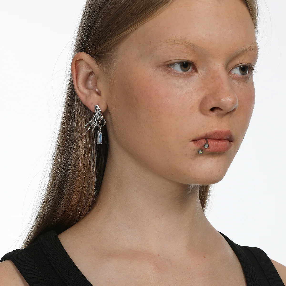 The X-Files Skeleton Hand and Square Diamond Pendant Earrings - Image 3
