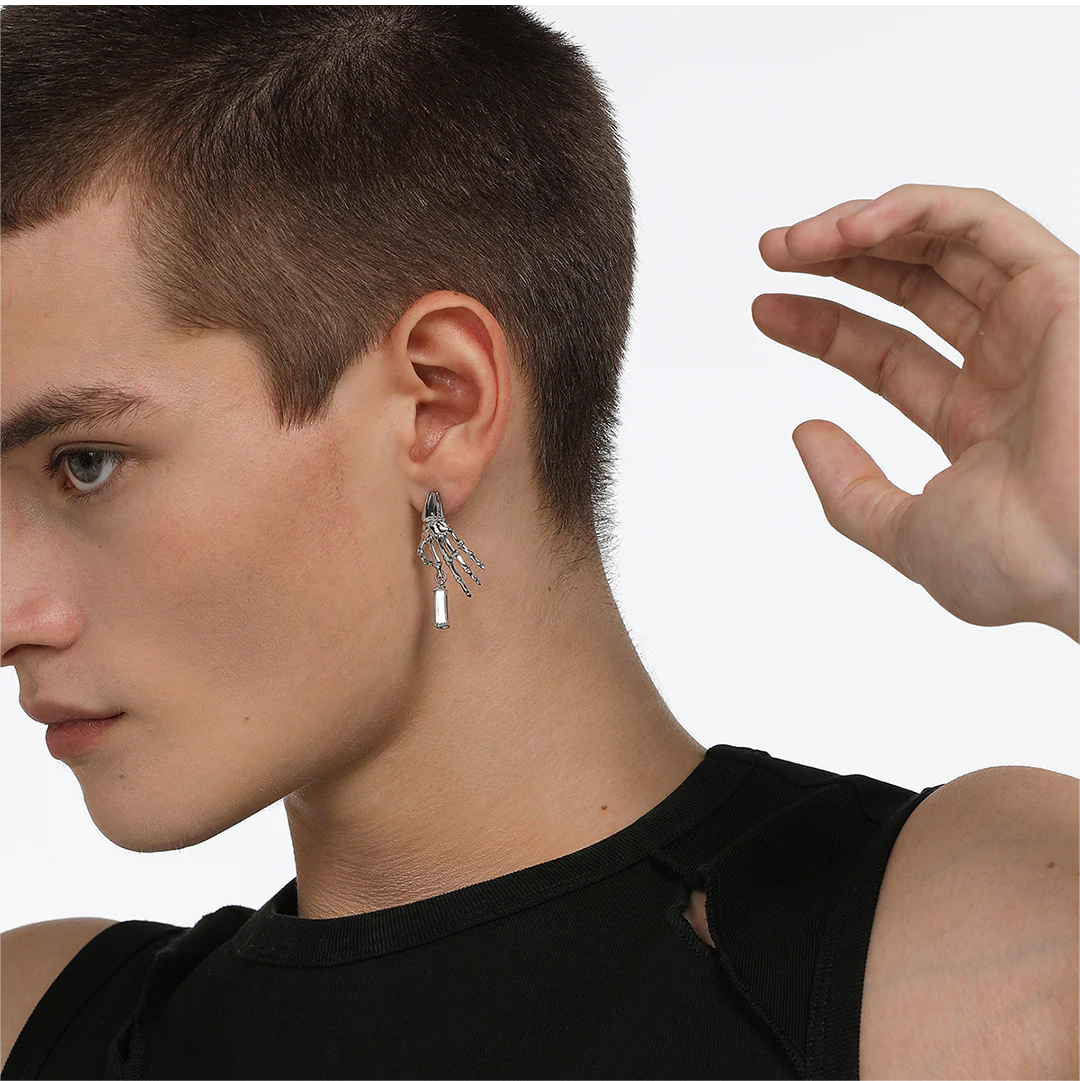 The X-Files Skeleton Hand and Square Diamond Pendant Earrings - Image 5