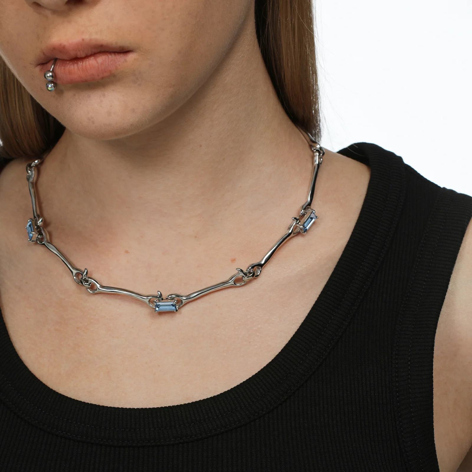 The X-Files Skeleton Rhinestone Stitching Decorative Necklace - Image 6
