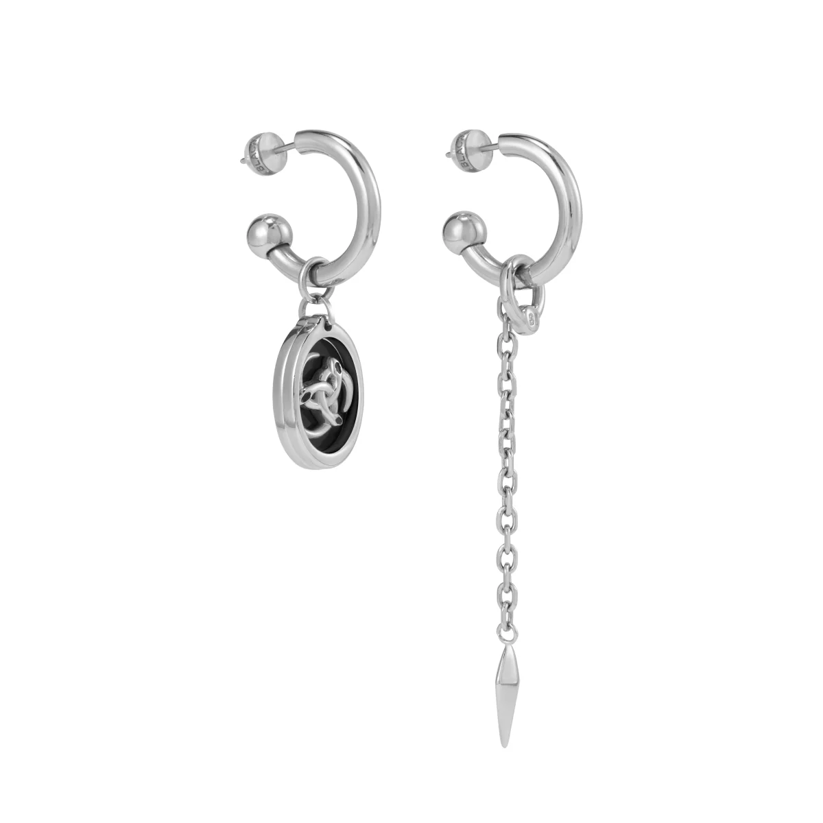 Triple Serpent Ring Asymmetric Earrings - Image 2