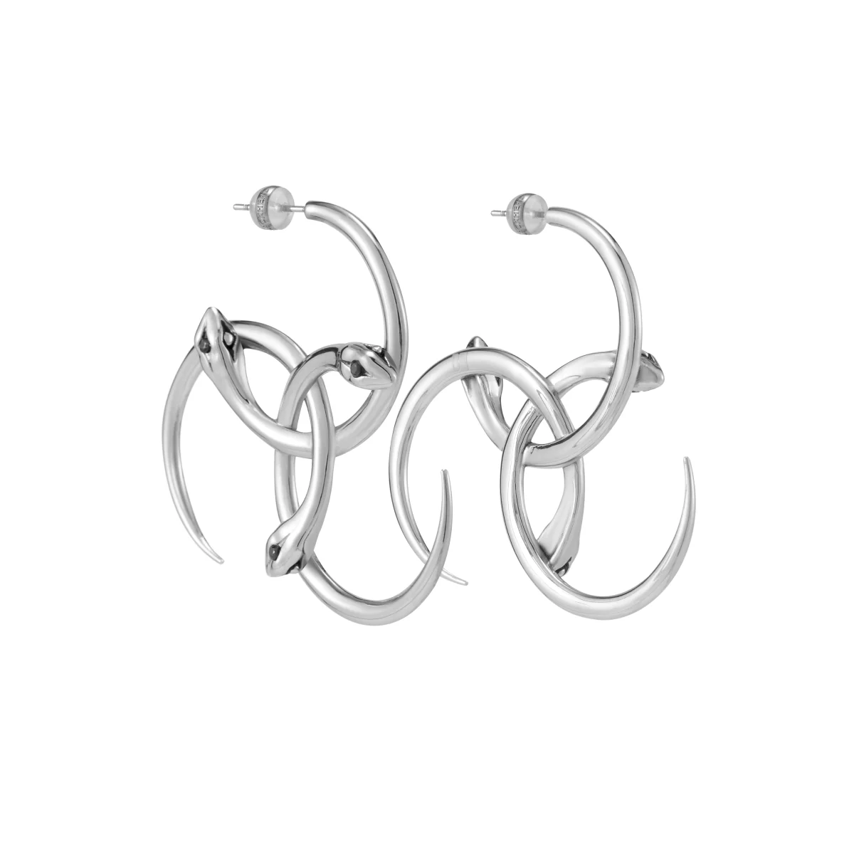 Triple Serpent Ring Wrap Large Hoop Earrings - Image 3
