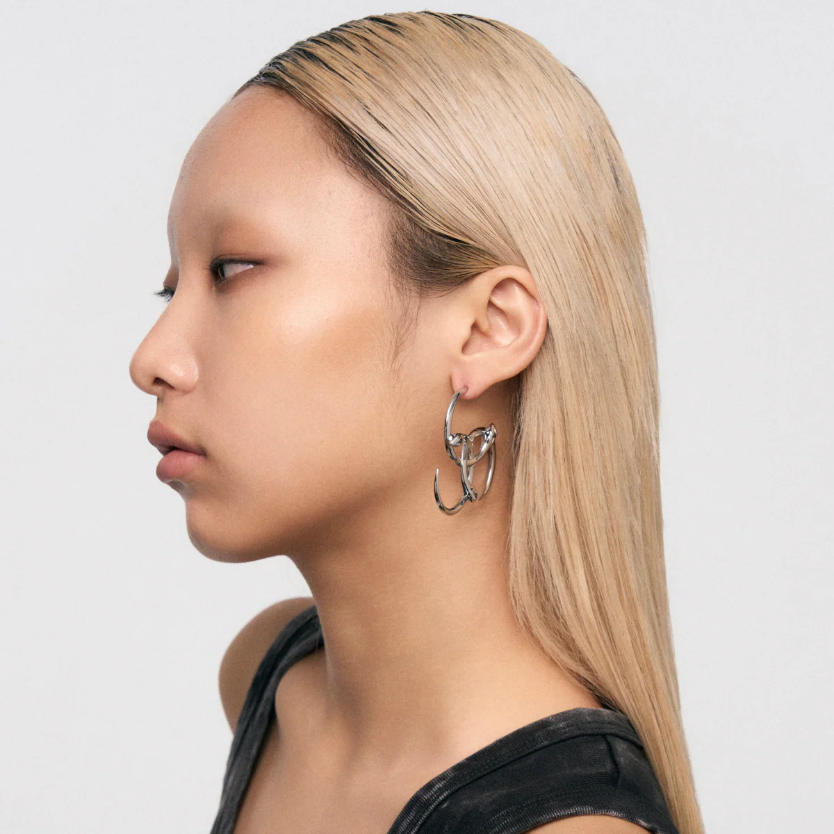 Triple Serpent Ring Wrap Large Hoop Earrings - Image 6