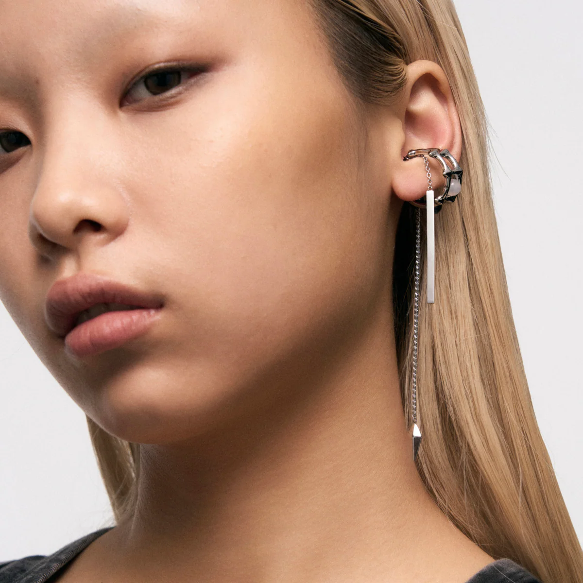 Triple Stone Snake Bone Ear Cuff - Image 5