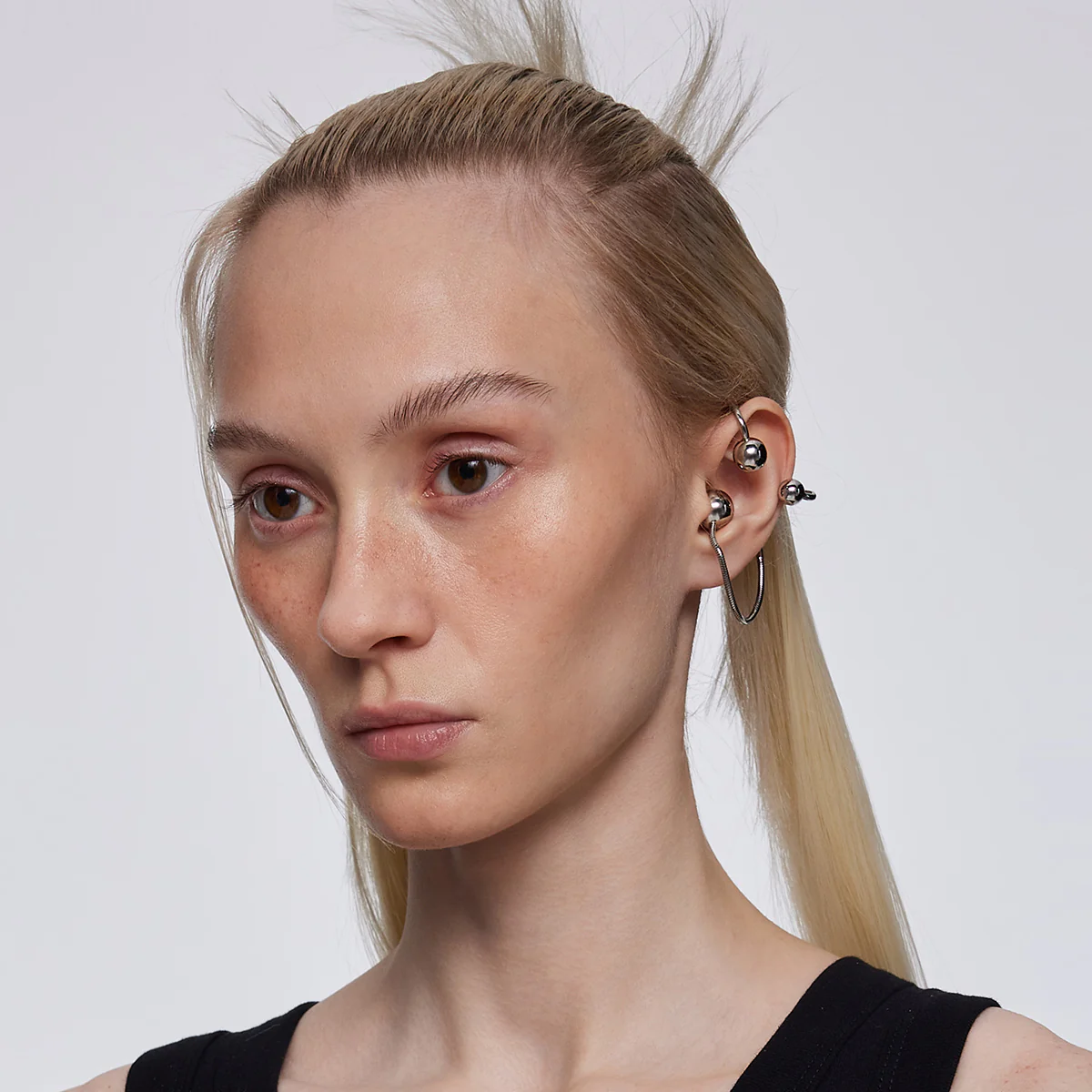Y2B SERIES Silver Steel Ball Piercing-Free Earhook (left ear) - Image 5