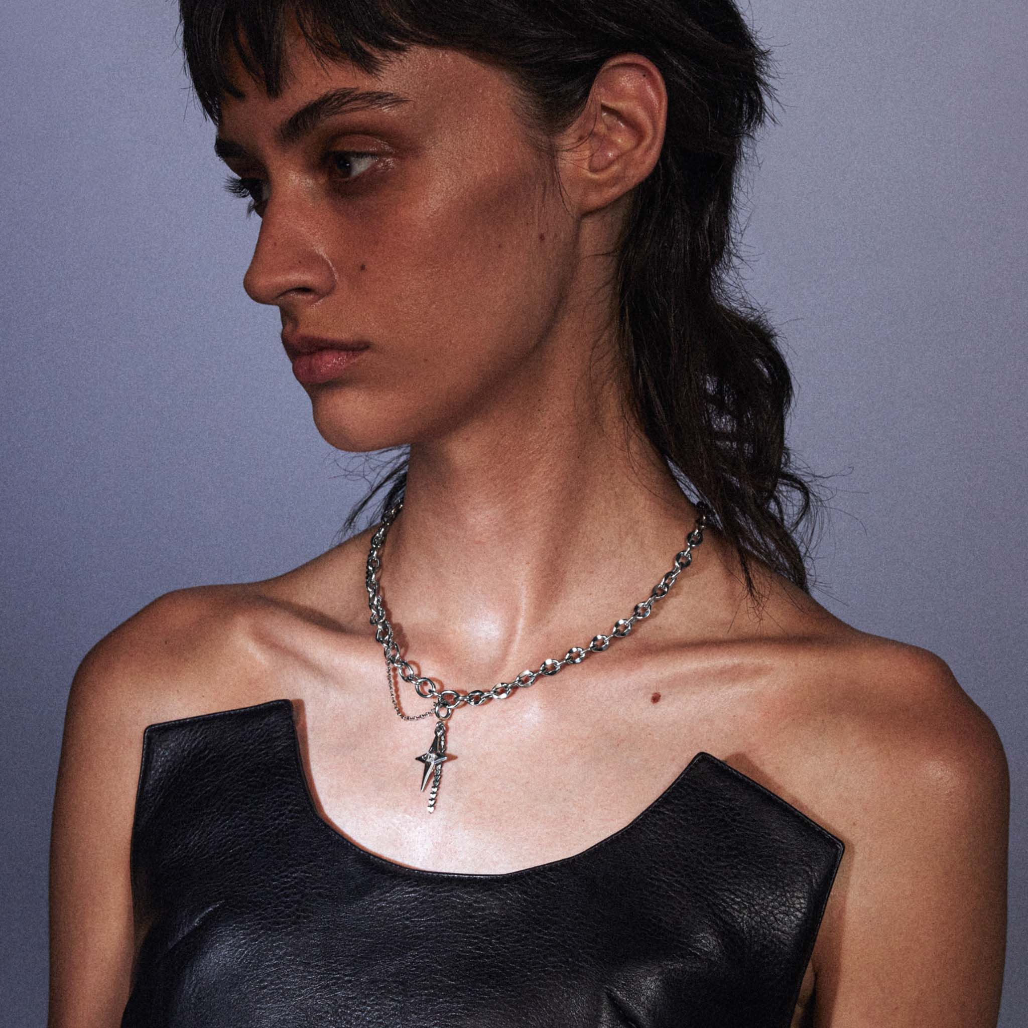 Zircon Starburst Double-Layer Necklace - Image 3